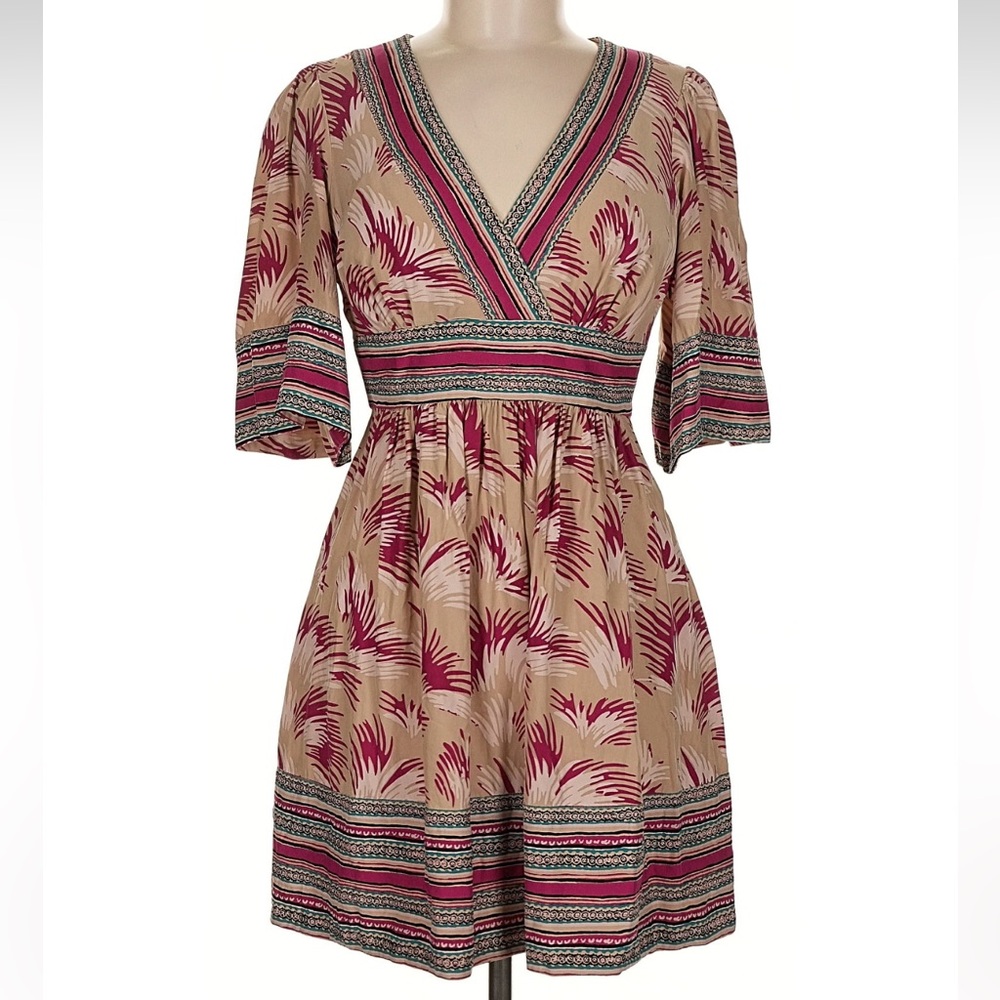 Vintage Betsey Johnson Y2K 100% Silk Babydoll Kimono Boho Mini Dress Size 6 S